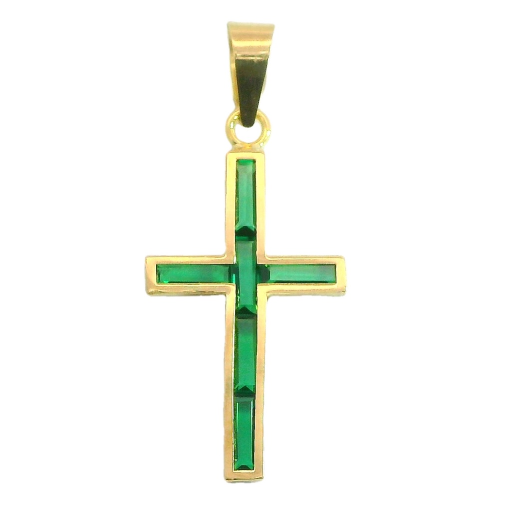 CRUZ 6 BARRETA 4x1.5MM COLOR ESMERALDA.19X10MM