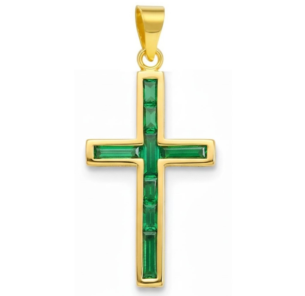 CRUZ 6 BARRETA 4x1.5MM COLOR ESMERALDA.19X10MM