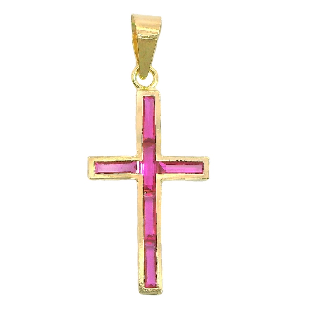 CROOS WITH 4x1'5MM  STONES RUBY COLOR