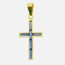 CROSS WITH 1'5x4MM STONES SAPPHIRE COLOR.19x10MM