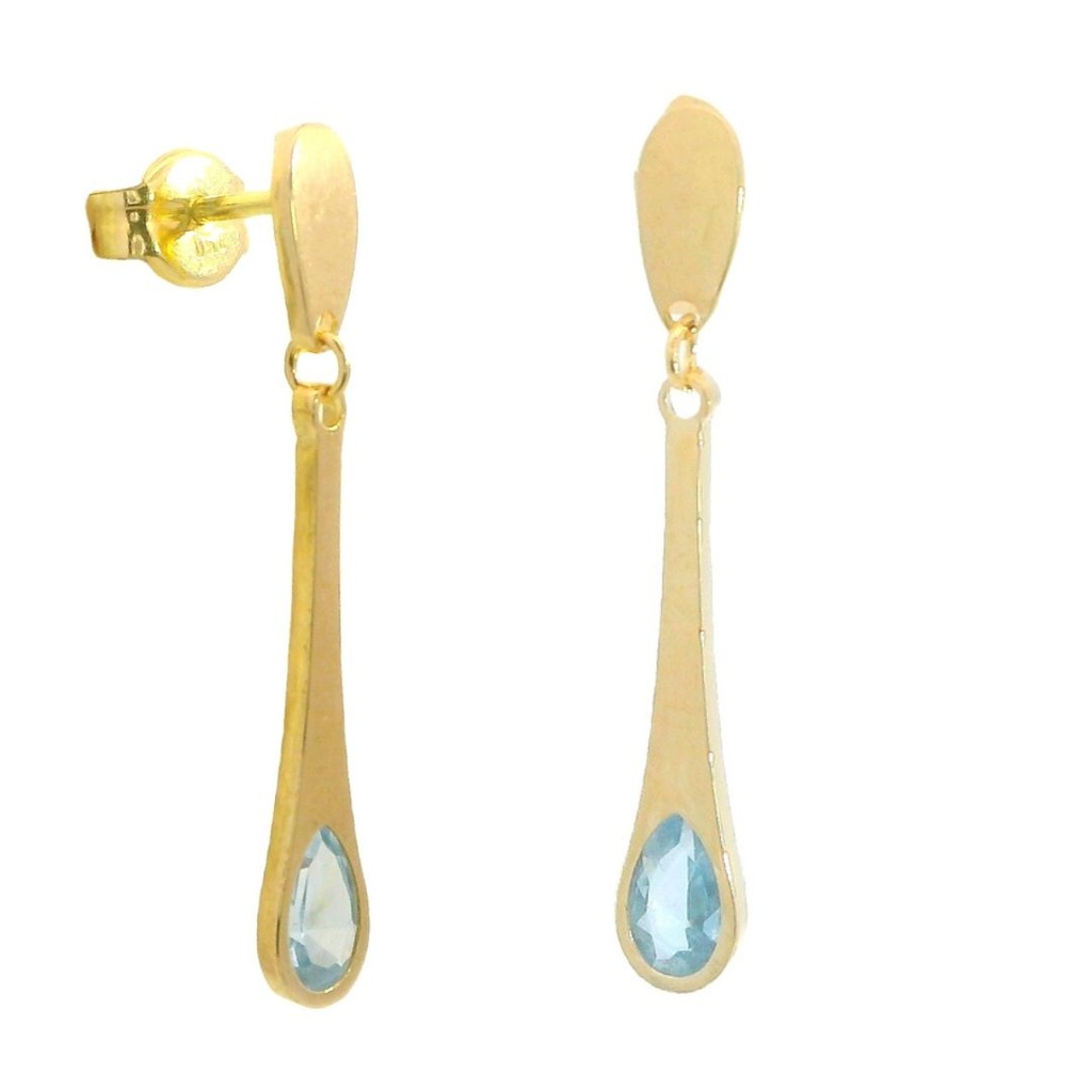 DROP EARRINGS WITH AQUAMARINE COLOR STONE.24MM.