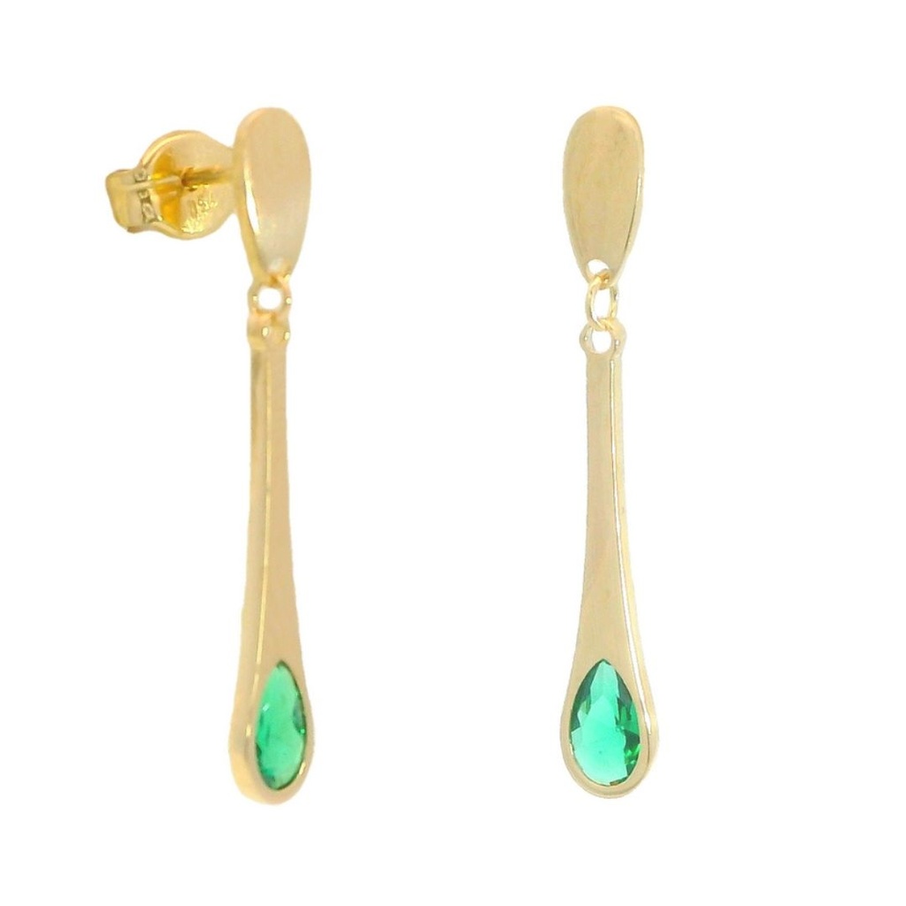 DROP EARRINGS WITH EMERALD COLOR STONE.24MM