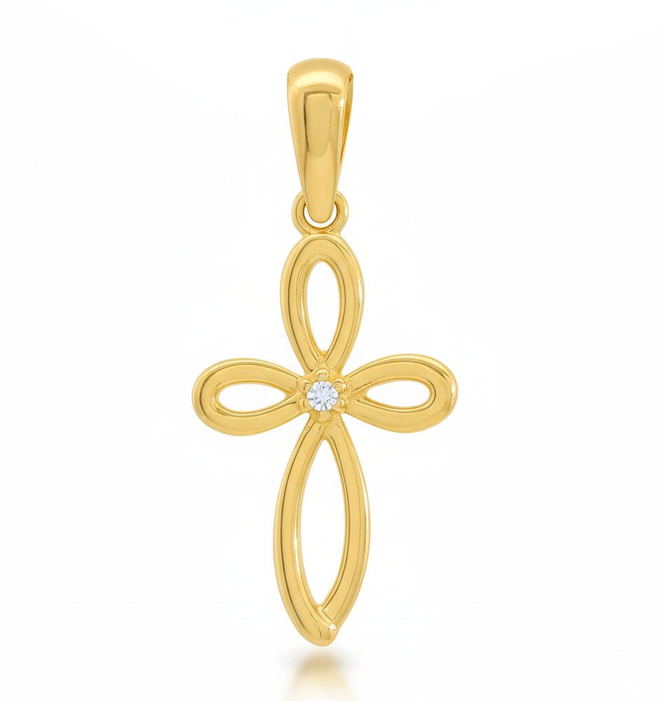 15x10MM CROSS PENDANT WITH CZ.
