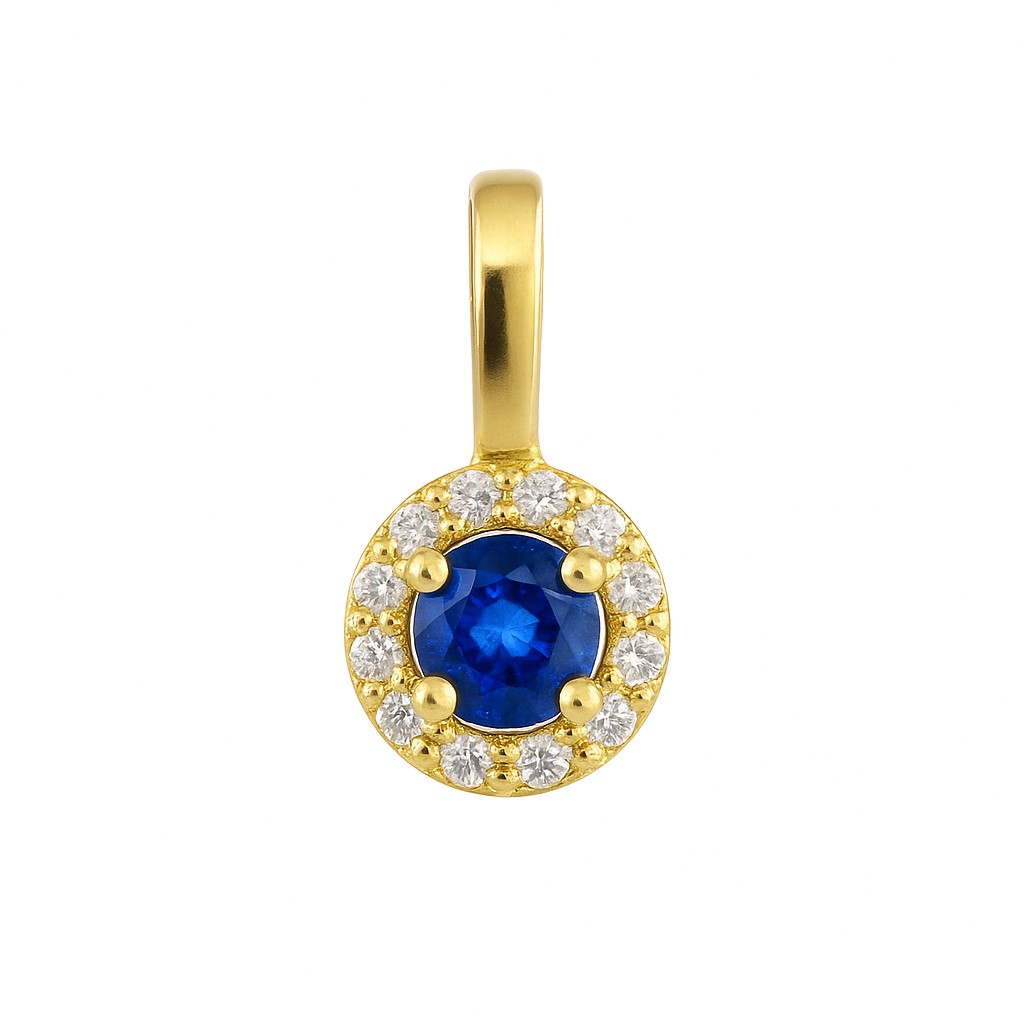 3MM SAPPHIRE AND CZ PENDANT.5MM.
