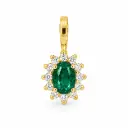 4x3MM EMERALD AND CZ PENDANT.