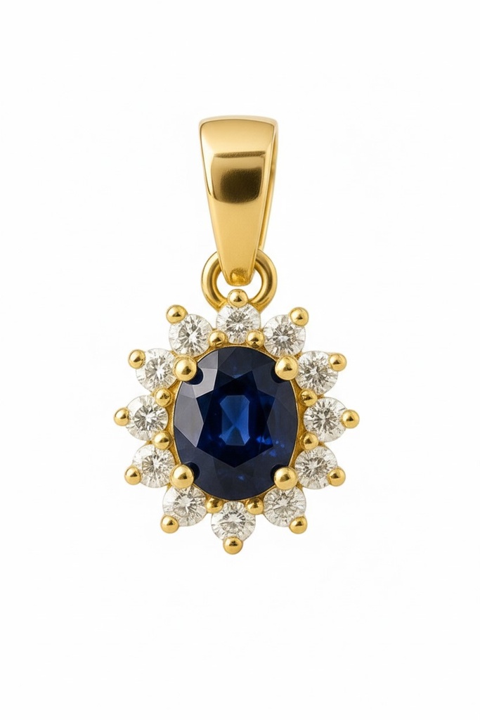 COLGANTE ROSETON ZAFIRO DE 4x3MM Y CIRCONITAS.