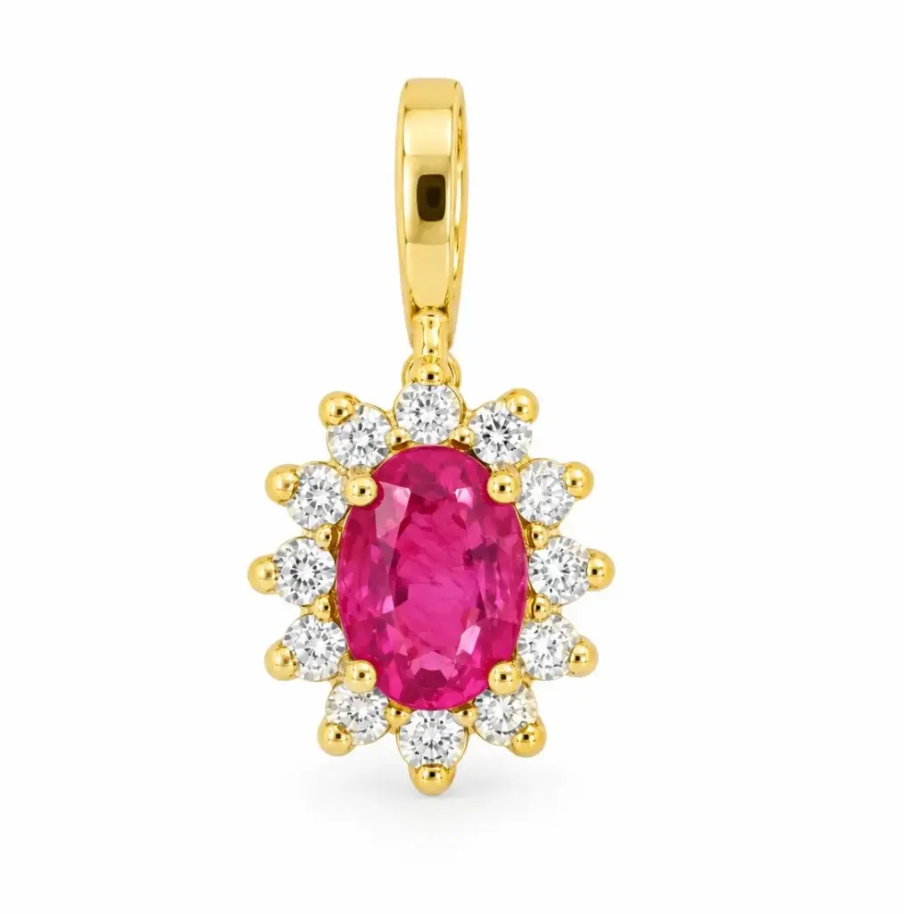 COLGANTE ROSETON RUBI DE 4x3MM Y CIRCONITAS.