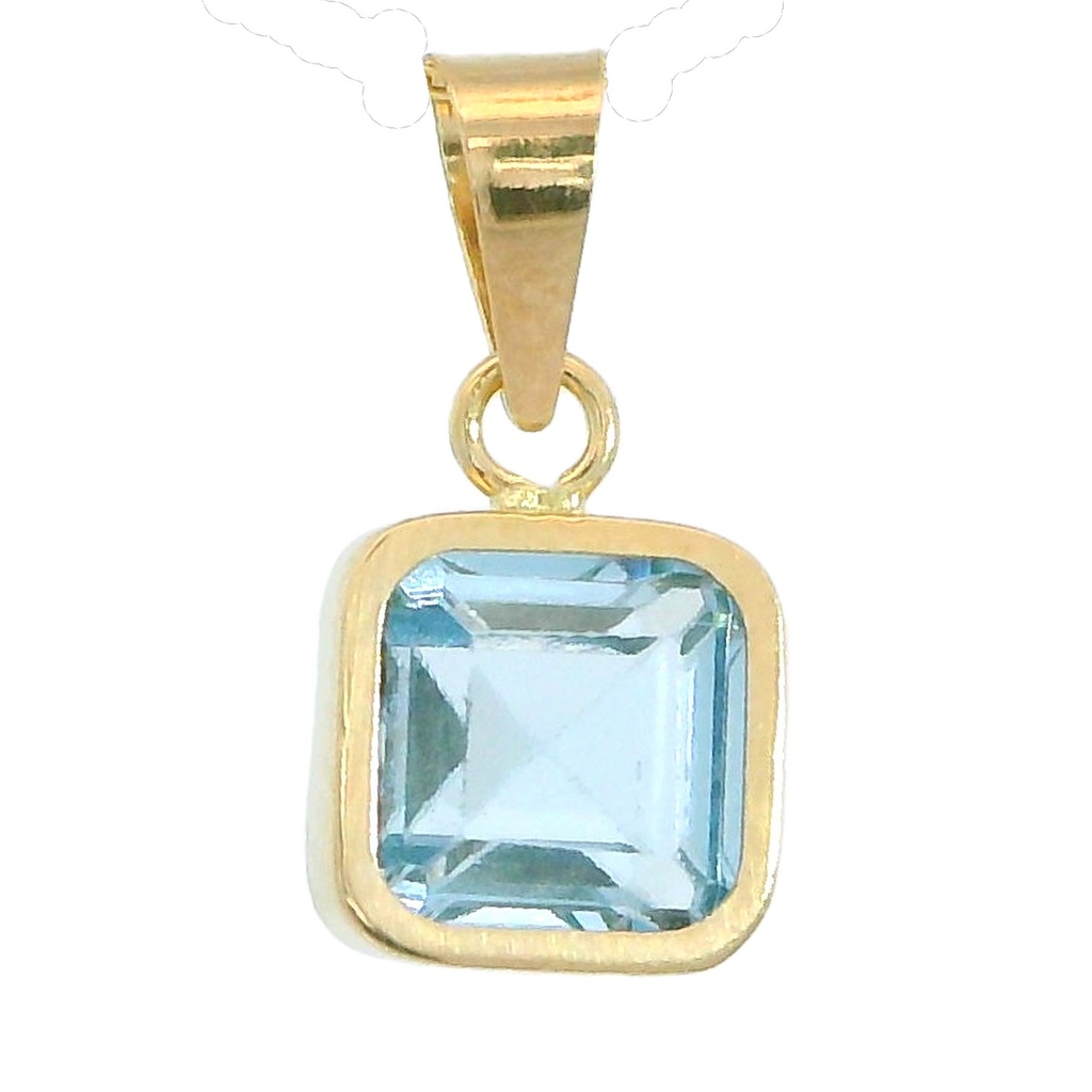 6x6MM AQUAMARINE COLOR CZ PENDANT.