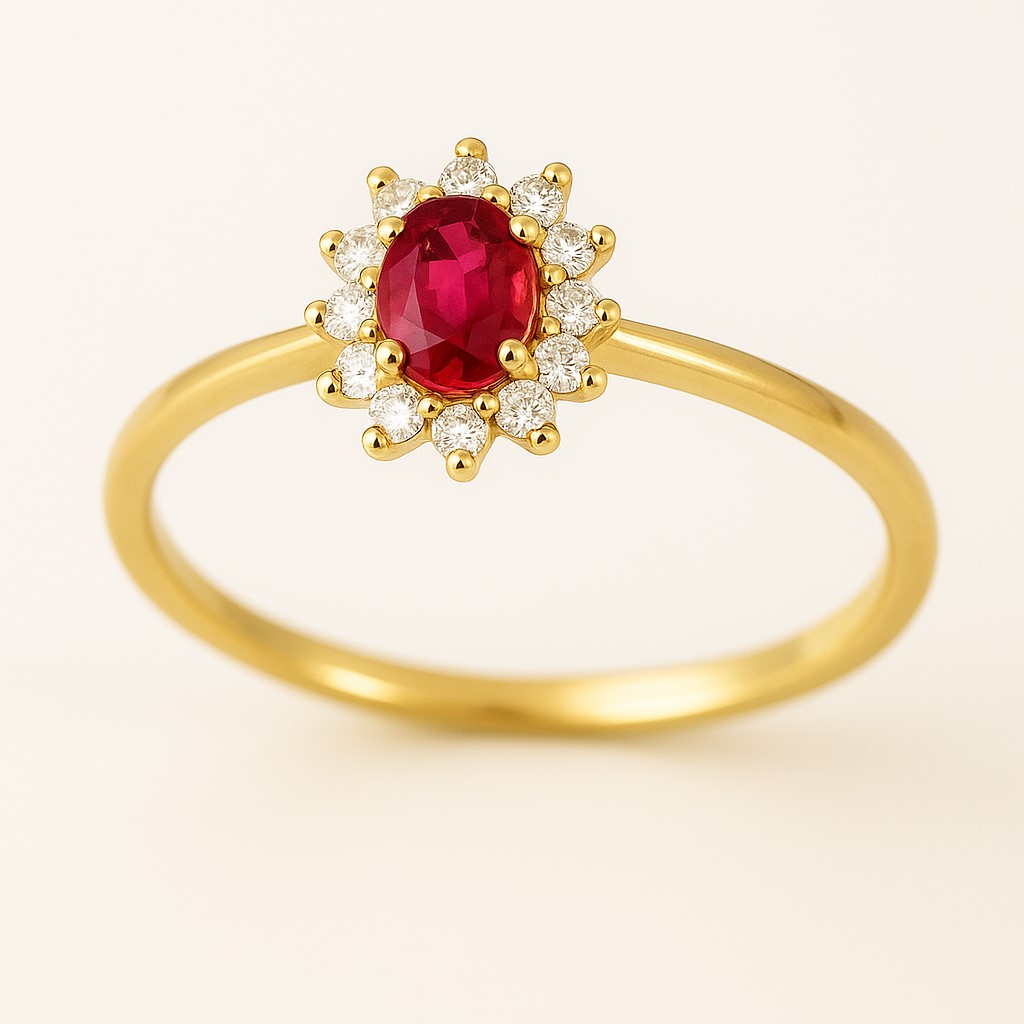4x3MM RUBI AND CZ RING.