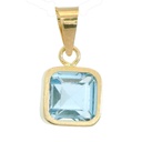 6x6MM AQUAMARINE COLOR CZ PENDANT.