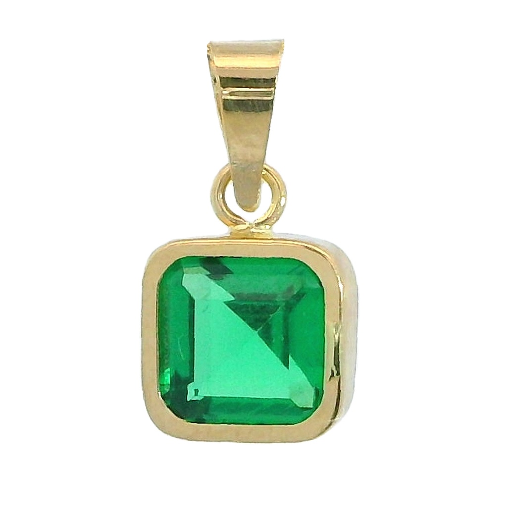 6x6MM SQUARE GREEN CZ PENDANT.