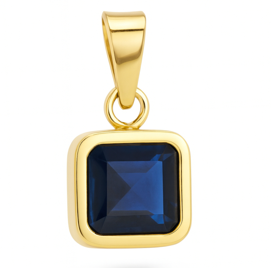 6x6MM SAPPHIRE COLOR SQUARE CZ PENDANT.