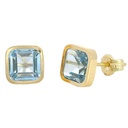6x6MM AQUAMARINE COLOR CZ SQUARE STUD EARRINGS.
