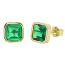 6x6MM EMERALD COLOR CZ SQUARE STUD EARRINGS.