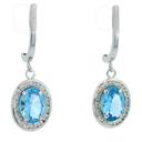 PENDIENTES BANDA PIEDRA COLOR AGUAMARINA DE 7x5MM.25MM.