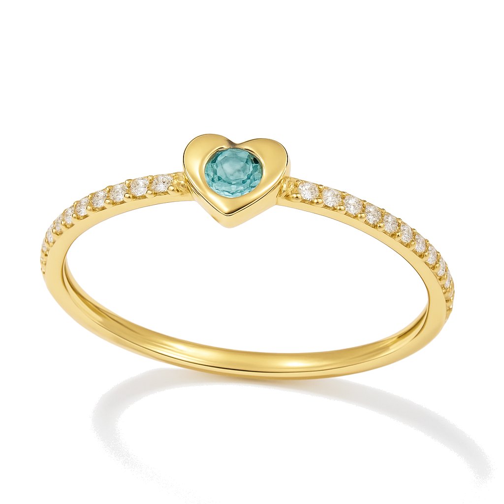 BLUE CZ HEART RING.