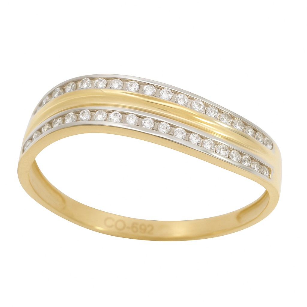 TWO TONE RING WITH CZ