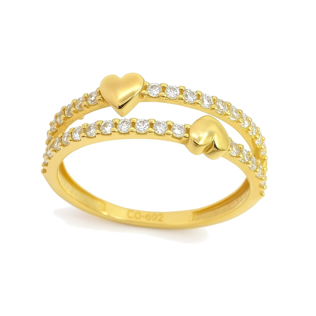 SORTIJA DOS CORAZONES Y CIRCONITAS.