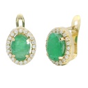 7x5MM OVAL EMERALD AND CZ EARRINGS.