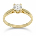 YELLOW GOLD SOLITAIRE RING WITH 3MM DIAMOND VS-H. 0.11CT.