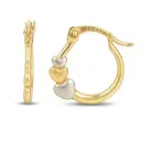 17x15x2MM THREE TONE HEARTS HOOP EARRINGS.