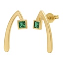 INVERTED "V"EARRINGS WITH EMERALD COLOR STONE.21MM.