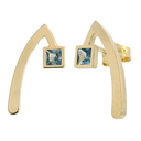 INVERTED "V"EARRINGS WITH AQUAMARINE COLOR STONE.21MM.