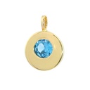 9MM ROUND PENDANT WITH AQUAMARINE COLOR STONE.
