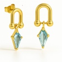 PENDIENTES ESLABON COMETA PIEDRA COLOR AGUAMARINA DE 7x4MM.11MM.