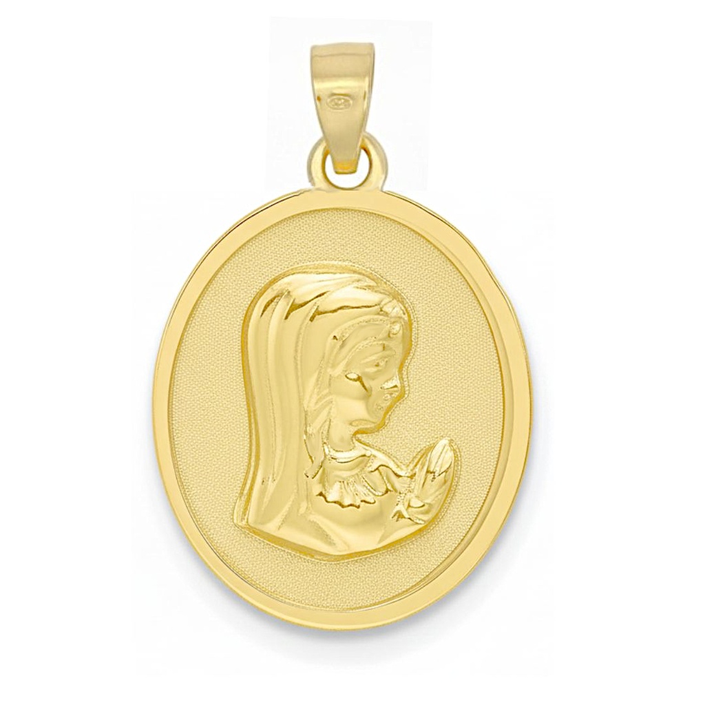 MEDALLA VIRGEN NIÑA OVAL SATINADA 15X13 MM