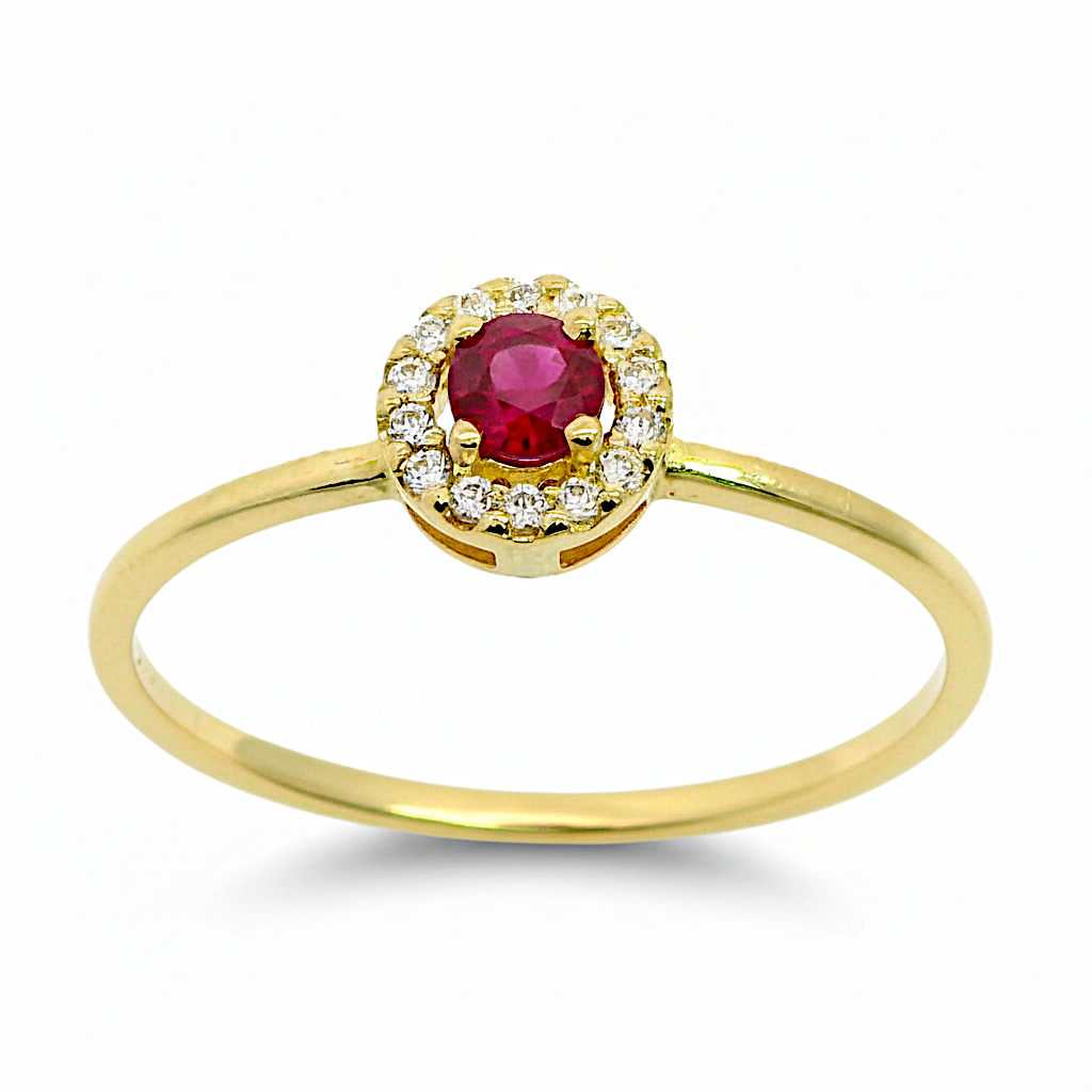 3MM RUBI AND CZ RING.