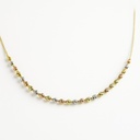 TRI COLOR GOLD CARVED BALLS NECKLACE.45CM CHAIN.