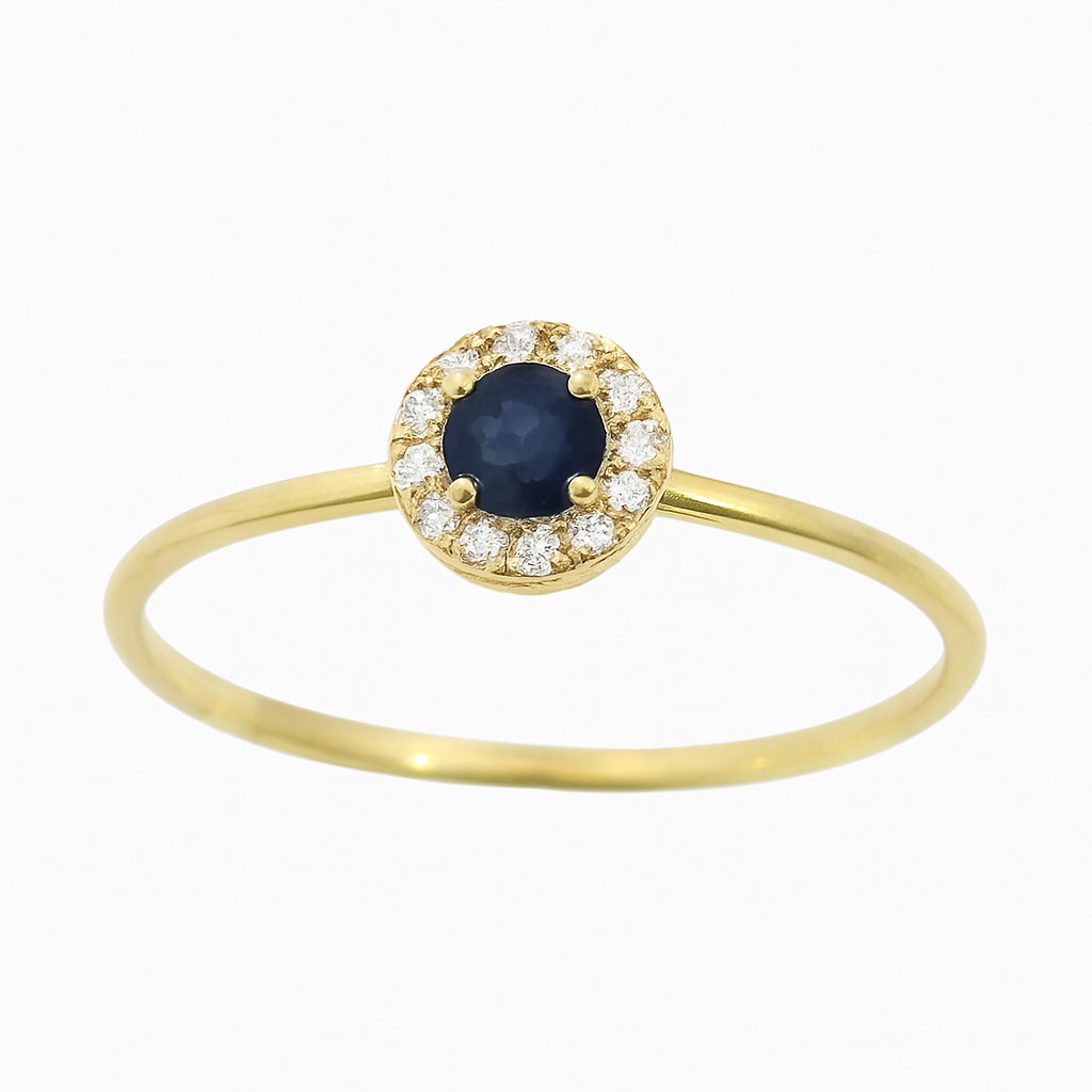 3MM SAPPHIRE AND CZ RING.