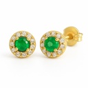 3MM EMERALD AND CZ EARRINGS.5MM.