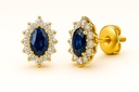 3x2 SAPPHIRE AND CZ EARRINGS.8x5MM
