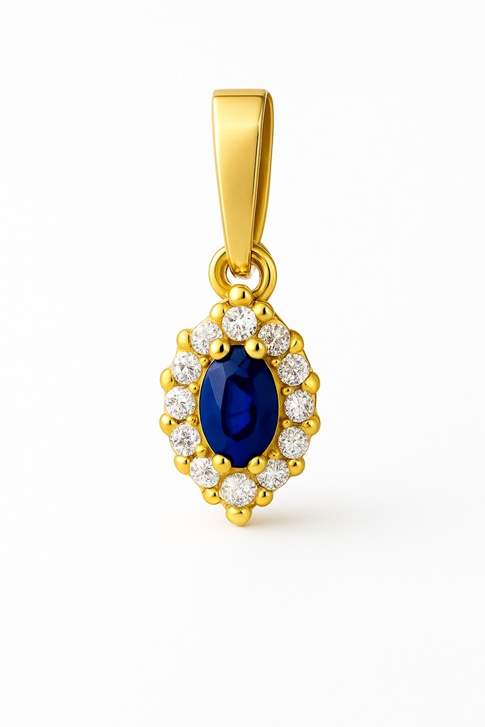 3x2 SHAPPIRE AND CZ SHUTTLE PENDANT.8x5MM.