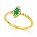 3x2MM EMERALD AND CZ RING.