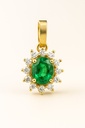4x3MM EMERALD AND CZ PENDANT.