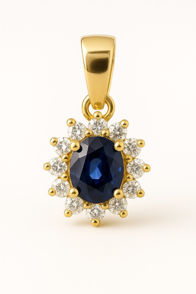 4x3 MM SHAPPIRE AND CZ PENDANT.