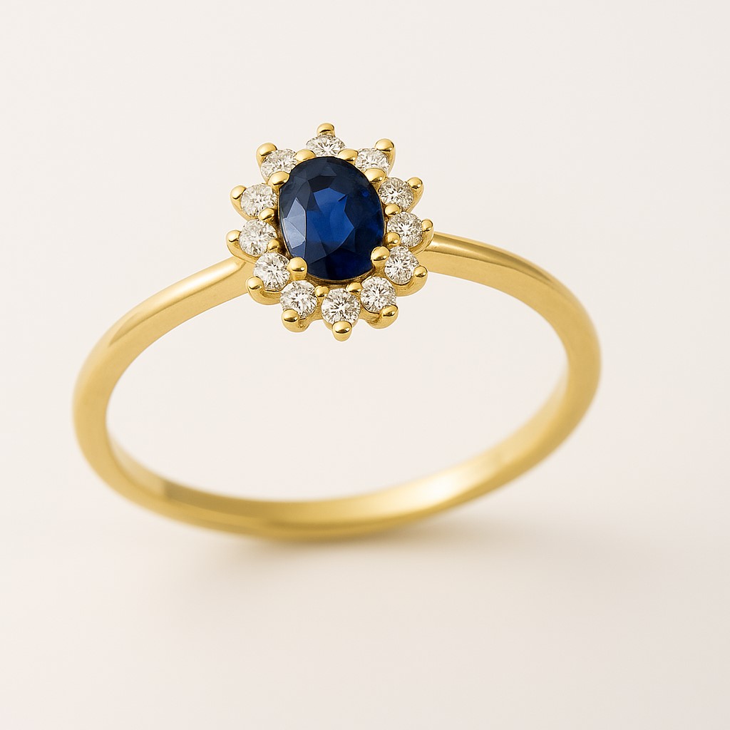 4x3MM SHAPPIRE AND CZ RING.