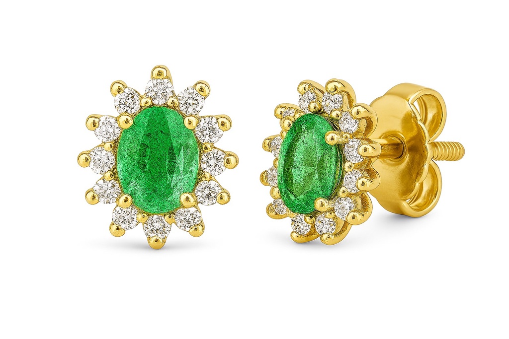 4x3MM EMERALD AND CZ PENDANT.