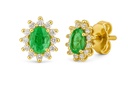PENDIENTE ROSETON ESMERALDA DE 4x3MM Y CIRCONITAS.