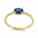 SORTIJA ZAFIRO OVAL DE  5x3MM Y CIRCONITAS.