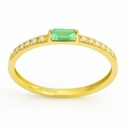 4x2MM EMERALD AND CZ RING.