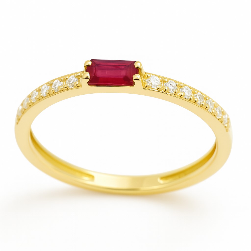 4x2MM RUBI AND CZ RING.