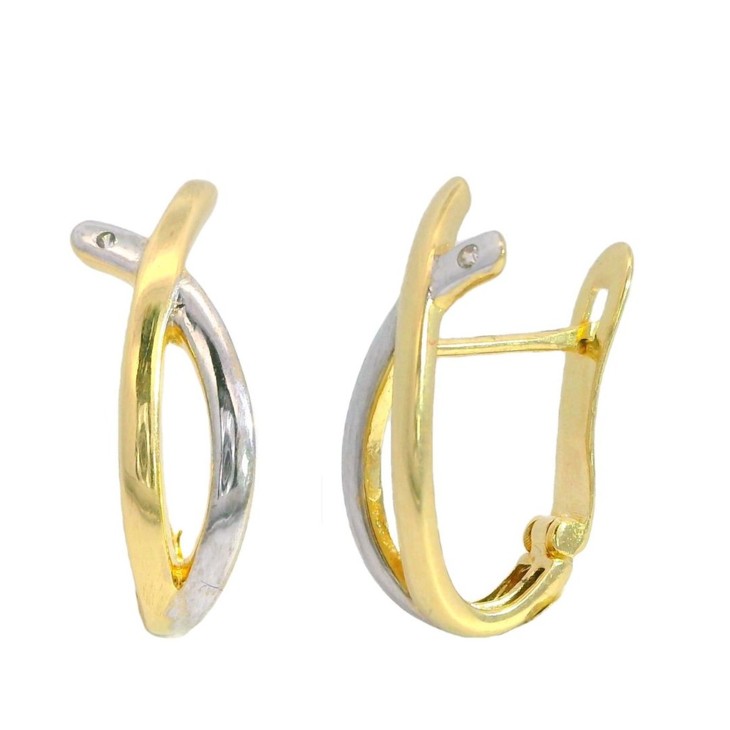 PENDIENTES MEDIO ARO DOBLE BANDA BICOLOR.