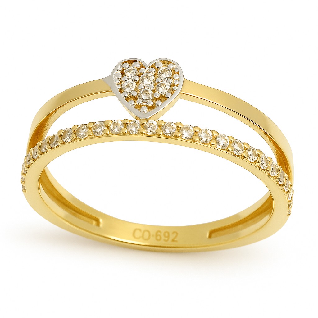 CZ HEART RING.