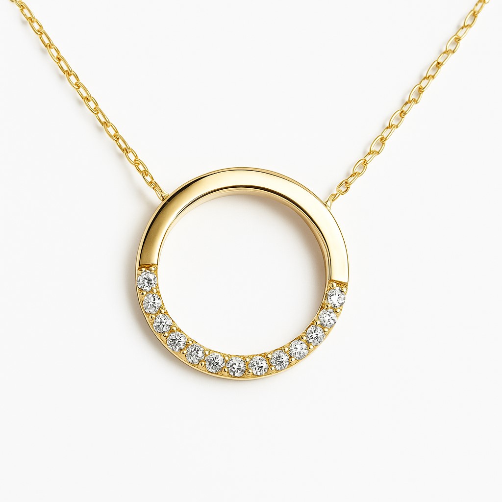 CIRCLE WITH CZ NECKLACE.