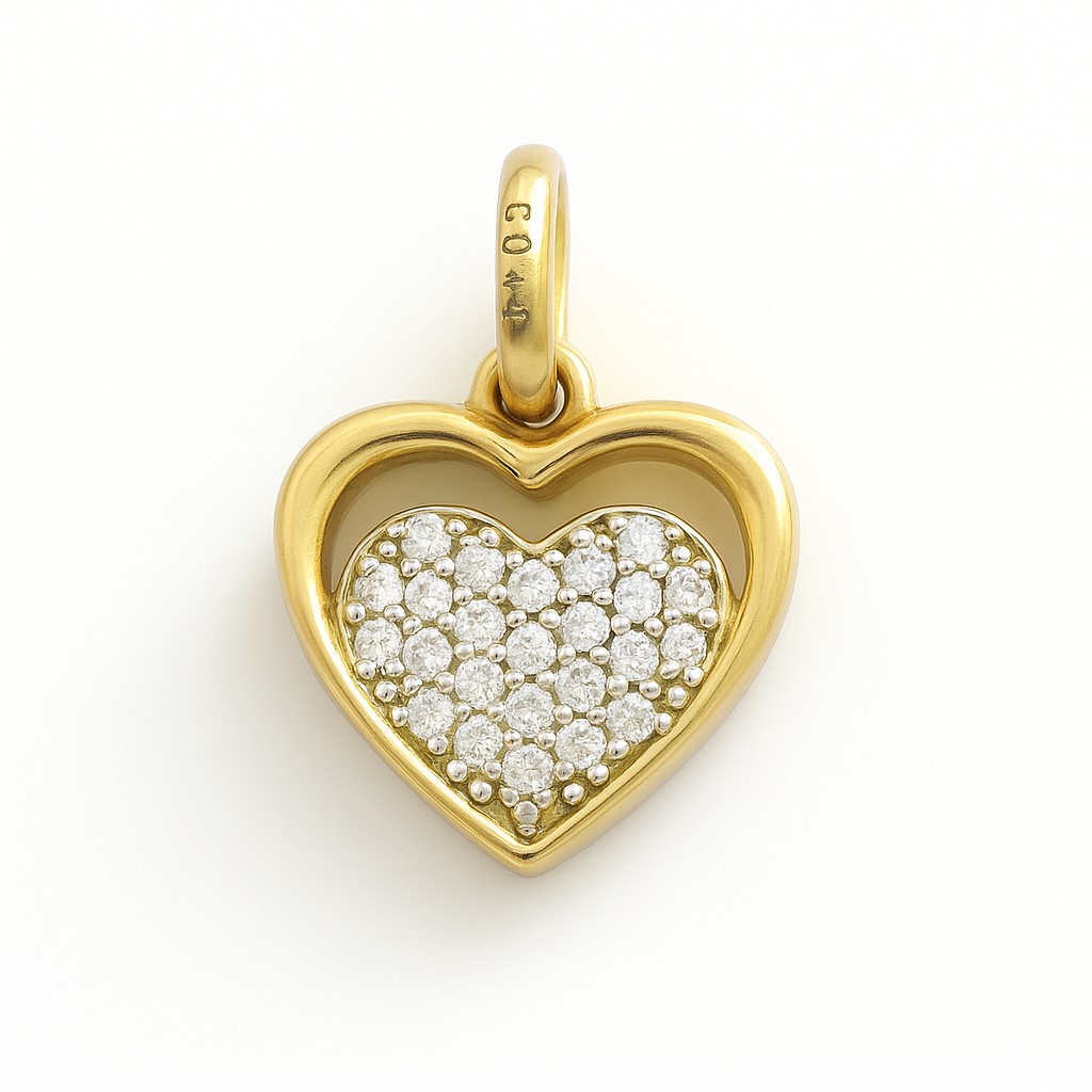 11x9MM HEART PENDANT WITH CZ.