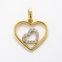 COLGANTE DOBLE CORAZON CON CIRCONITAS.13x12MM.